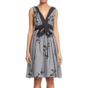 Marc Jacobs Floral Gingham Gathered V-Neck Dress 4
